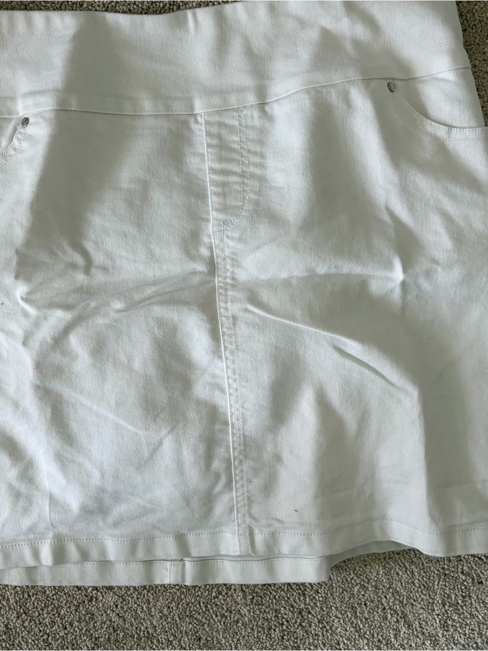 Women's White Mini Skirt including built in shorts with Clean Seam Detailing